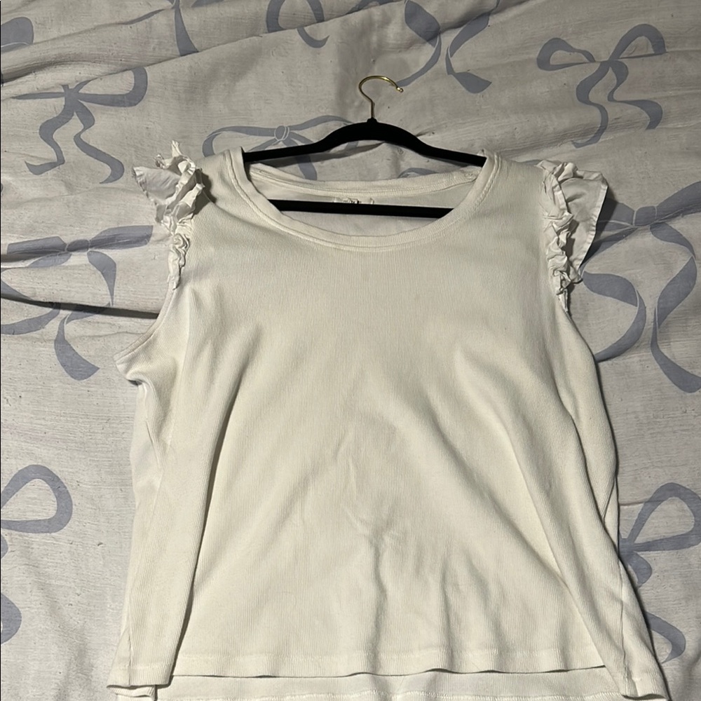 Maurice’s White Ruffle Sleeve Top